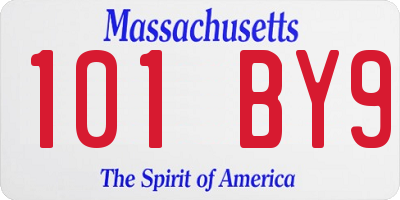 MA license plate 101BY9