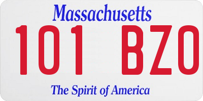 MA license plate 101BZ0