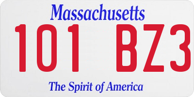 MA license plate 101BZ3