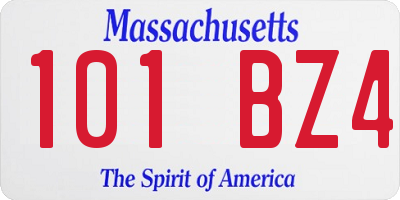 MA license plate 101BZ4