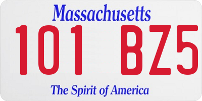 MA license plate 101BZ5