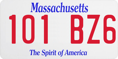 MA license plate 101BZ6