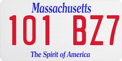 MA license plate 101BZ7