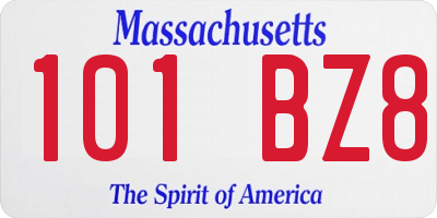 MA license plate 101BZ8