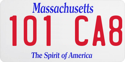 MA license plate 101CA8