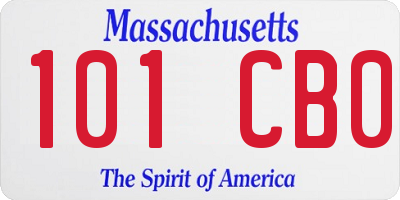 MA license plate 101CB0