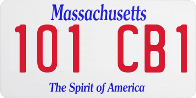 MA license plate 101CB1