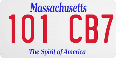 MA license plate 101CB7