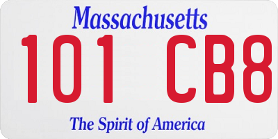 MA license plate 101CB8