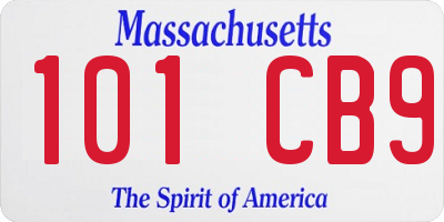 MA license plate 101CB9