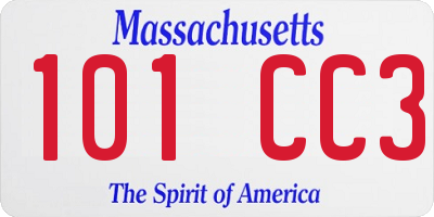 MA license plate 101CC3