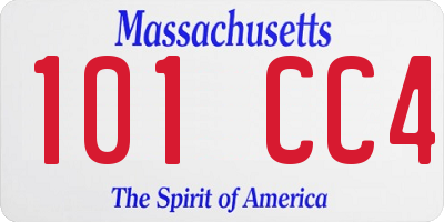 MA license plate 101CC4