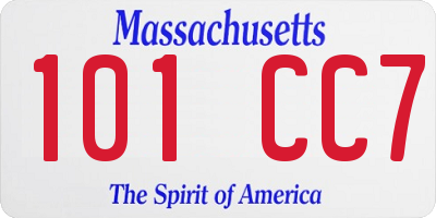 MA license plate 101CC7