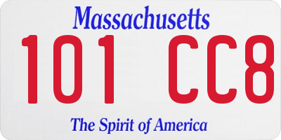 MA license plate 101CC8