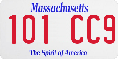 MA license plate 101CC9