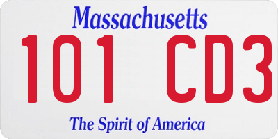 MA license plate 101CD3