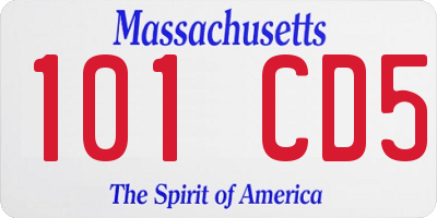 MA license plate 101CD5