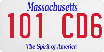 MA license plate 101CD6