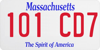 MA license plate 101CD7