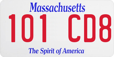 MA license plate 101CD8