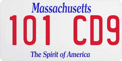 MA license plate 101CD9