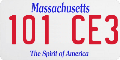 MA license plate 101CE3