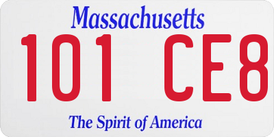 MA license plate 101CE8