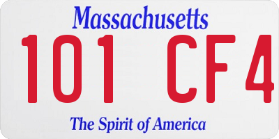 MA license plate 101CF4