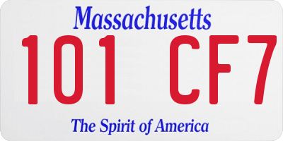 MA license plate 101CF7