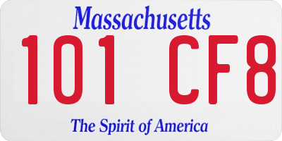 MA license plate 101CF8