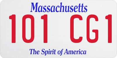 MA license plate 101CG1