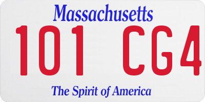 MA license plate 101CG4