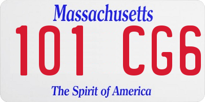 MA license plate 101CG6