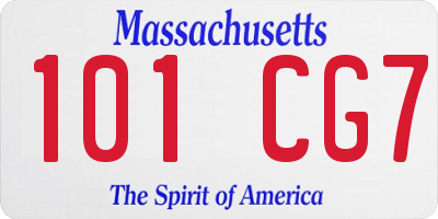 MA license plate 101CG7