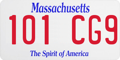 MA license plate 101CG9