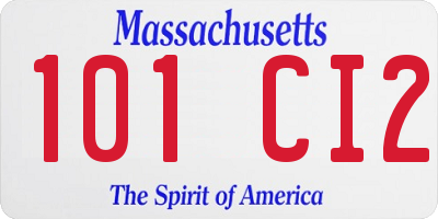 MA license plate 101CI2