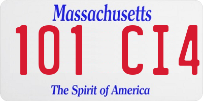 MA license plate 101CI4