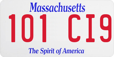 MA license plate 101CI9