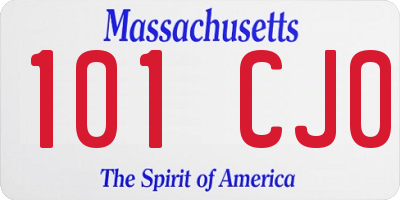 MA license plate 101CJ0