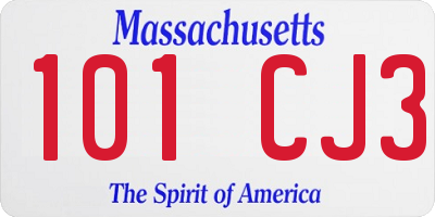 MA license plate 101CJ3