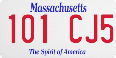 MA license plate 101CJ5