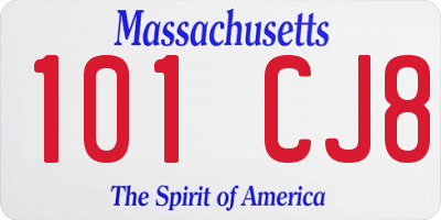 MA license plate 101CJ8