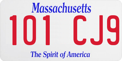 MA license plate 101CJ9