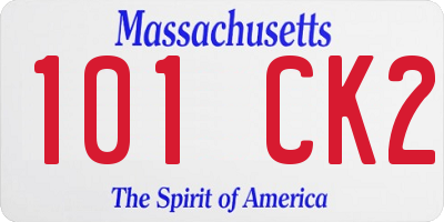 MA license plate 101CK2