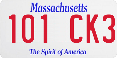 MA license plate 101CK3