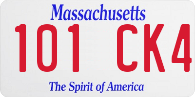 MA license plate 101CK4