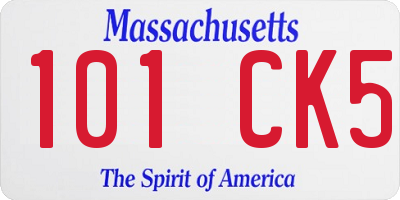 MA license plate 101CK5