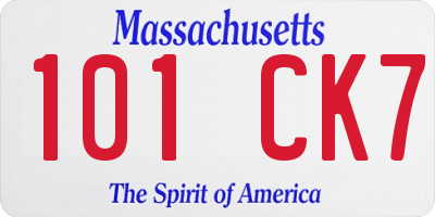 MA license plate 101CK7