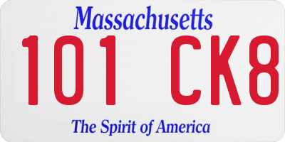 MA license plate 101CK8