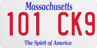 MA license plate 101CK9